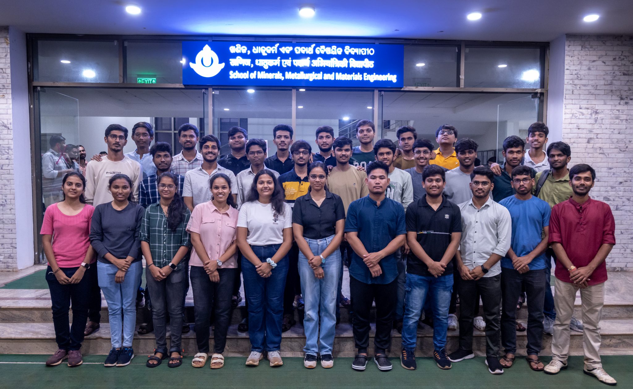 B. Tech. and Dual Degree 2023 batchTop row: Nithin, Teja, Shreyansh, Harish, Manoj, Utkarsh, Ansh, Manas, RoshanCentral row: Vaishakh, Eswara, Adarsh, Afzal, Yasas, Archit, Swastik, Nirmay, Ruthvi Kalyan, Rahul, YashrajBottom row: Veda, Sathvika, Deekshitha, Ankitha, Anshika, Shambhavi, Rohim, Saurabh, Ayman, Madhavan, Prem Raj